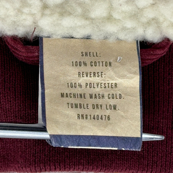 FAHERTY Reversible Surplus Bomber Corduroy Sherpa Jacket Maroon Pockets SZ S - Picture 12 of 12